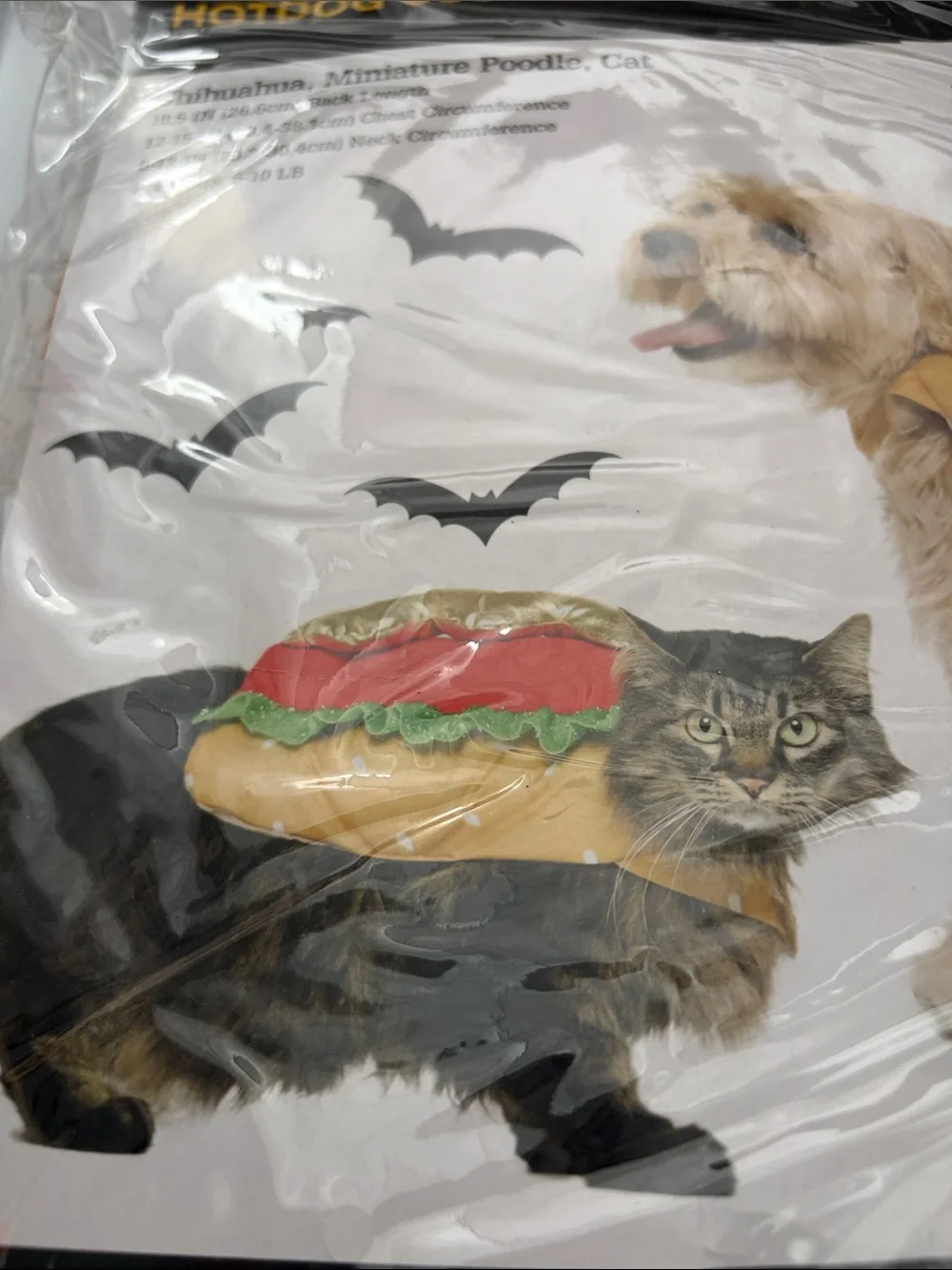 Vibrant Life Hotdog HalloweenCostume for small Pets 5-10 pounds in Red, Tan & G
